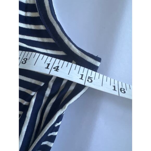 ModCloth Navy Blue Striped V Neck Peplum Sleeveless Top Nautical Sz XXS NWT - Picture 8 of 9
